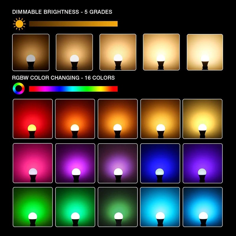 Gabba Goods Rainbow Color Changing Light Bulb 10W with 450
