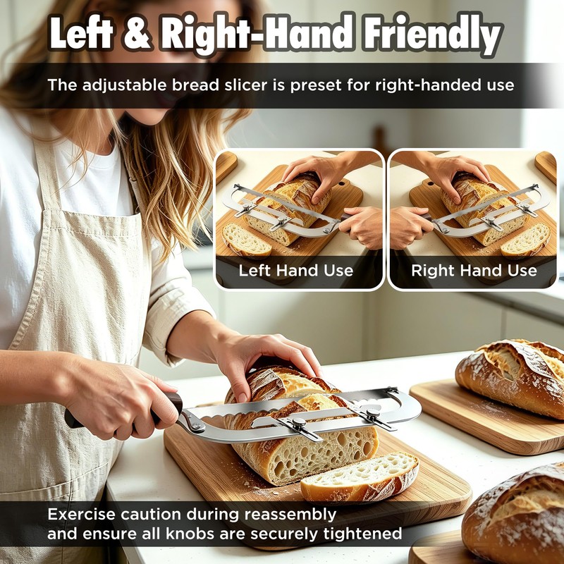 Qvamodo Upgraded Bread Knife for Homemade Bread, 6 Adjustable Thickness