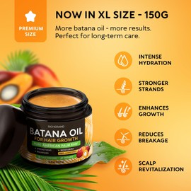RICHGRAND RICHGRAND Batana Oil for Hair Growth - 100% Raw & Organic Dr Sebi Batana Oil - Cold-Pressed & Pure Unrefined Batana Hair Mask for Women & Men - Enhances Hair Thickness, Prevents Loss