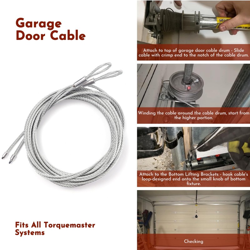 2PCS 3/25 10FT Garage Door Cable High-Quality 304 Steel Galvanized