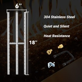 Skyflame 18" x 6" Rectangular Gas Fire Pit and Fireplace H-Burner with 3 Pipes - 304 Stainless Steel - for Indoor & Outdoor Use