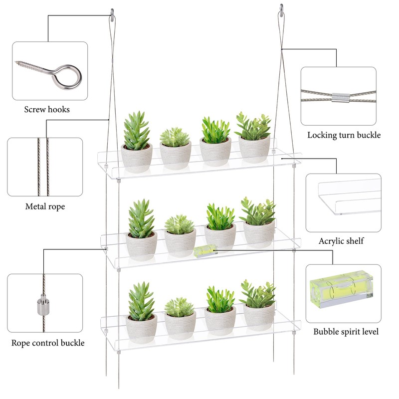 Sumerflos 3-Tier Acrylic Window Boxes Plant Shelves for Windows, Acrylic
