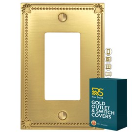 Rio Salto Sunken Pearls Gold Rocker Outlet Covers Light Switch Cover Plate Metal Decorative Wall Plate Outlet Cover Pearl Wall Outlet Electric Outlet Socket Decora Decorator or Receptacle Metal 1-gang