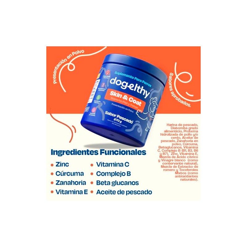 Dogelthy Skin & Coat. Suplemento para Piel y Pelaje para
