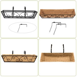 Y&M 24 Inch Window Deck with Coco Liner, Fence Metal Hanging Flower Planter Window Basket Deck Railing Planter Boxes for Outdoor Garden Lawn-Butterfly,2pcs