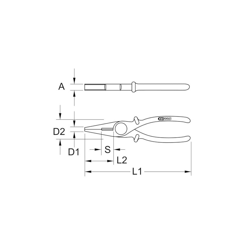 KS Tools 117.1641 Insulated Plastic Flat Pliers 190 mm