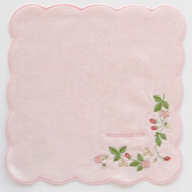 Blooming Wedgwood 138857-0002-01 Towel Handkerchief, Wild Strawberry, Embroidery, Pink, Women's, Hand Towel, Approx. 9.8 inches (25 cm), Pink