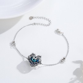 MEDWISE Celtic Dragon Bracelet S925 Sterling Silver Crystal Bracelet Adjustable Heart Bracelets Dragon Jewellery for Women Girls Mom Gifts
