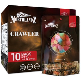 NORTHLANDZ Freeze Dried CRAWLER CANDY | Sweet & Sour Gummy Candy with a Crunch | 1oz/each 10-Pack | Intense Fruit Flavors | Unique Freeze-Dried Snack Treat