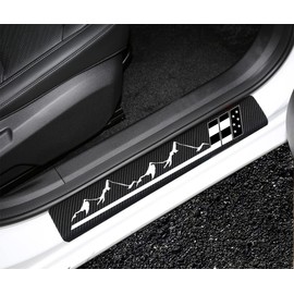 Oceokni 4Pack Car Door Sill Protectors,Carbon Fiber Front/Rear Door Sill Plate Guard Protectors (D-Flag-Black)