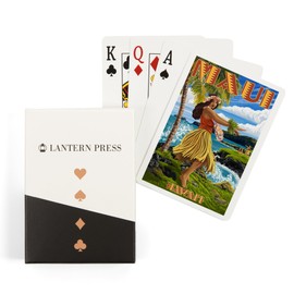 Lantern Press Maui, Hawaii, Hula Girl on Coast (52 Playing Cards, Poker Size Card Deck with Jokers)