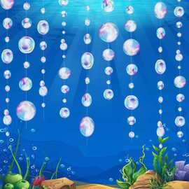6 Strings Colorful Bubbles Garlands Ocean Mermaid Party Decorations, Rainbow Bubbles Banner Hanging Streamer Underwater Sea Photo Backdrop Party Supplies (Colorful)