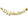 23 & Fabulous Banner, Pre-Strung, Funny Gold Paper Glitter Party