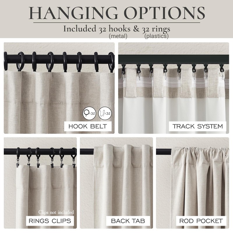 QJmydeco Black Out 96 Inch Long Boho Curtains 2 Panel