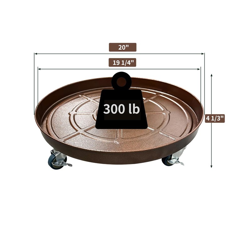 Tadpolebaby Heavy Duty Plant Caddy with Solid Rubber Wheels, Lockable,