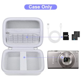 Canboc Carrying Case for Canon PowerShot ELPH 360 Digital Camera, Mesh Pocket fit Cable, Batteries, White (Case Only)