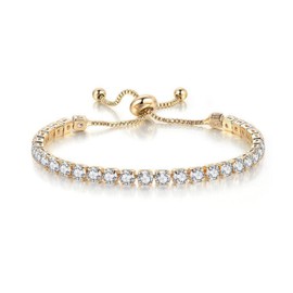 MAGIIE Cubic Zirconia Crystal Bracelet Women, Classic Adjustable Bracelet Women Gold Silver, Friendship Bracelet Fashion Jewellery for Women Girls, Metal, No Gemstone