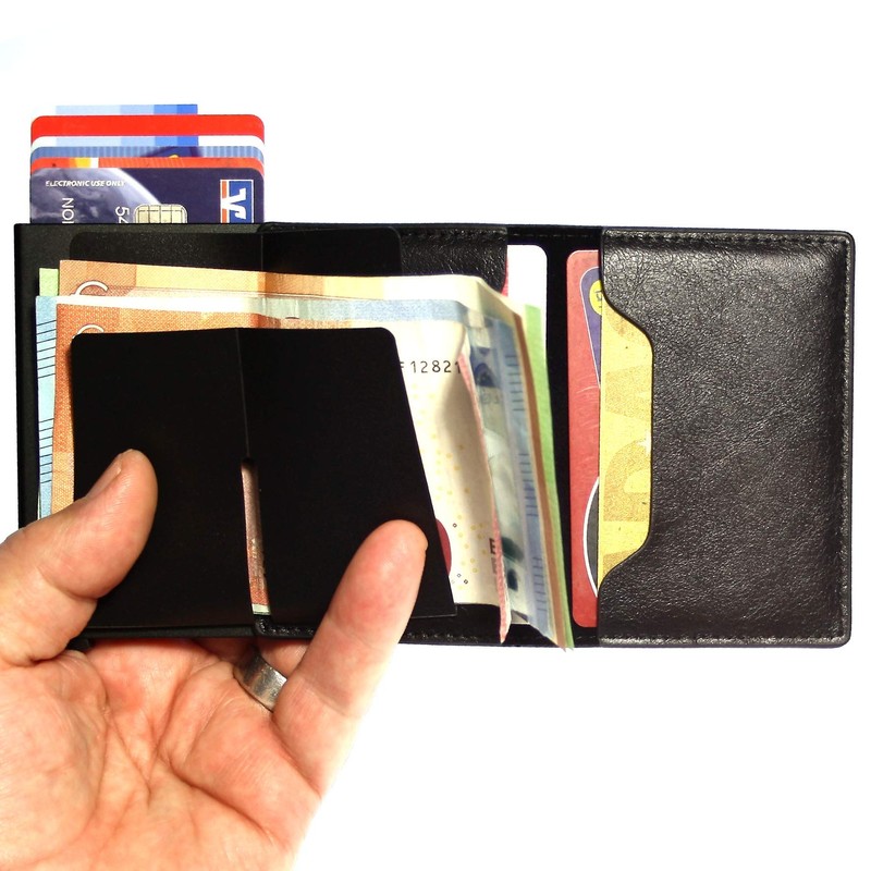 WAVEPIRATE® Stucco Black Wallet Slim Wallet with RFID Protection -
