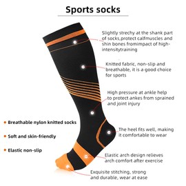 Compression Socks [3 Pairs] Athletic Socks [15-25 mmHg] Sports Knee High Sock for Nursing, Running, Traveling, Hiking (as1, numeric, numeric_10, numeric_12, regular, regular, 014-3 Pairs)