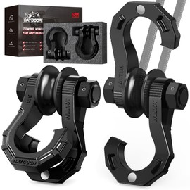 DAYDOOR D Ring Shackles with Snatch Block, 45,000Lbs Break Strength Towing Winch Shackle, 3/4" Heavy Duty Shackles with 7/8" Screw Pin for Off Road Vehicle Recovery(2 Pack, Black)