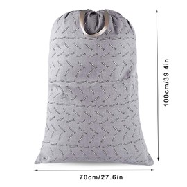SANFERGE Extra Large Laundry Bag with Drawstring and Handle, Heavy Duty Travel Dirty Clothes Bag for Laundromat and Household, Durable Rip-Stop Laundry Hamper Liner, 28 x 40 Inch, Gray Match