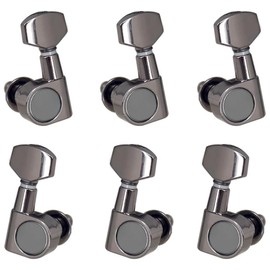 3L3R 2-Pin Guitar Tuners Machine Heads 15:1 Ratio Tuning Pegs Keys（no Screws）for Les Paul SG Style Electric acoustic Guitar (Black nickel 3L3R)