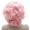 Mxangel Heat Friendly Synthetic Hair Lace Front Pink Short Curly