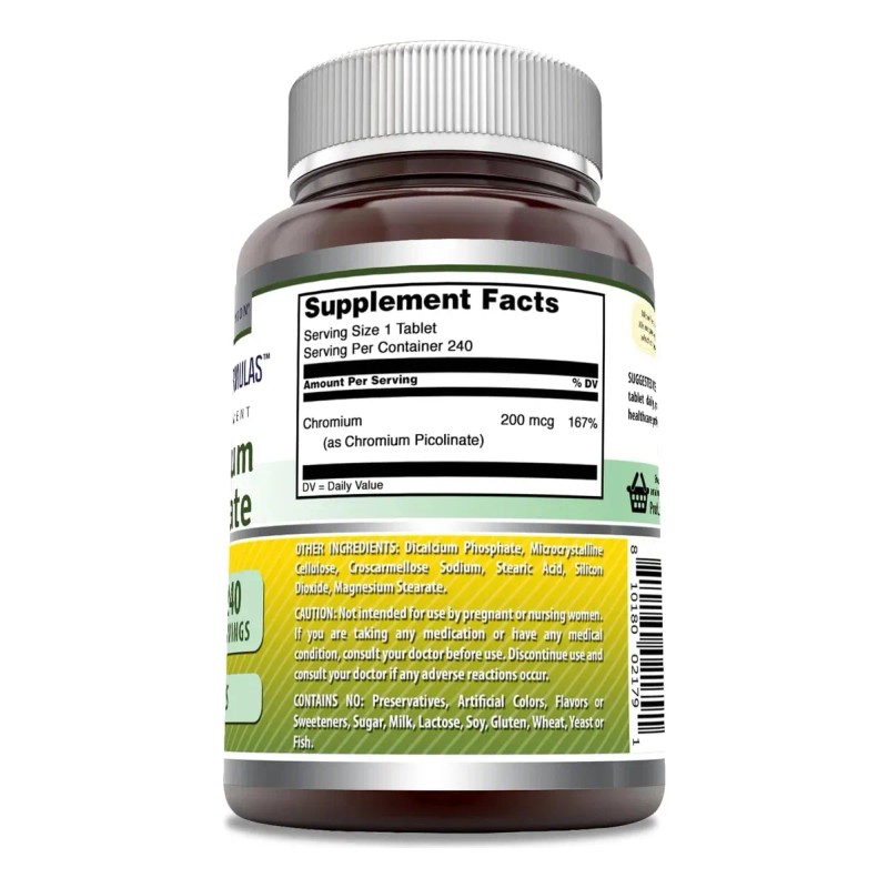 Amazing Nutrition Picolinato De Cromo 240 Comprimidos Sabor Sin Sabor