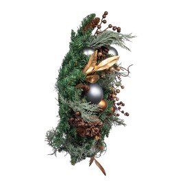 Kurt Adler 24-inch Unlit Copper & Silver Balls Green Wreath
