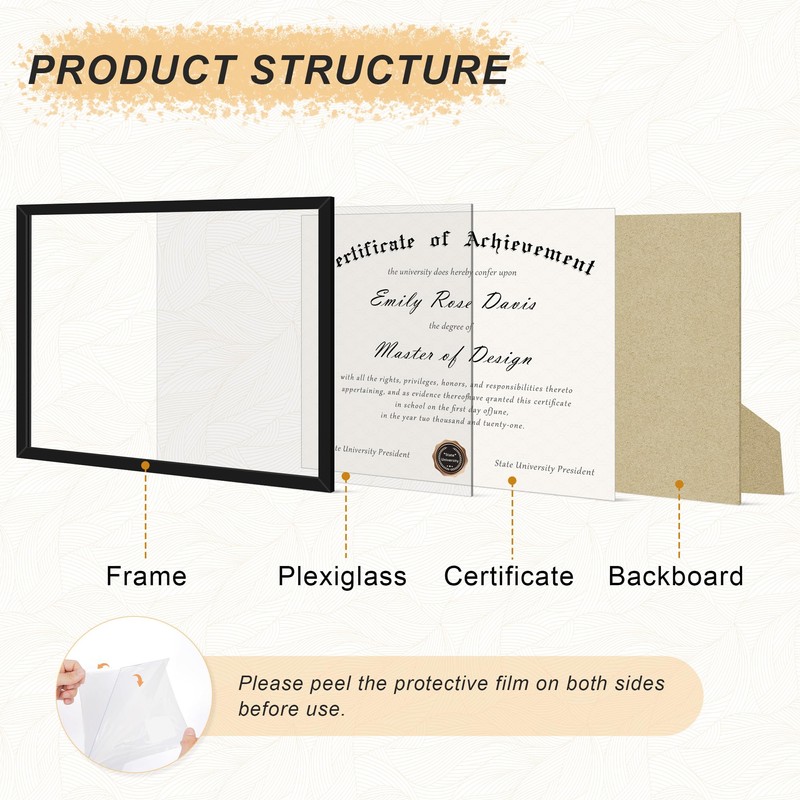 Fisnish 8.5x11 Picture Frame 20 Pack, Black Certificate Diploma Document