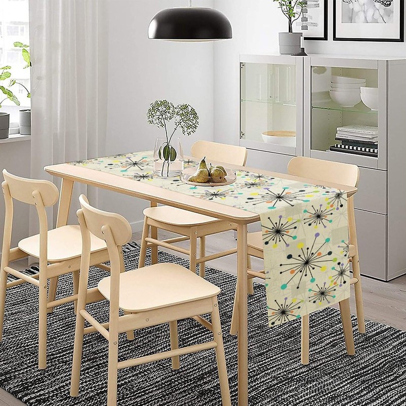 Mid Century Geometric Table Runner,Table Runners for Kitchen Dining Modern