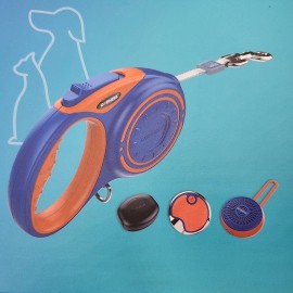 Dogness NEW Doggness Smart Retractable Dog Leash Set Medium Blue/Orange