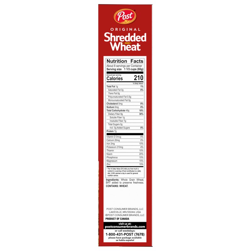 Post Spoon Size Shredded Wheat, Whole Grain Cereal, Excellent Source