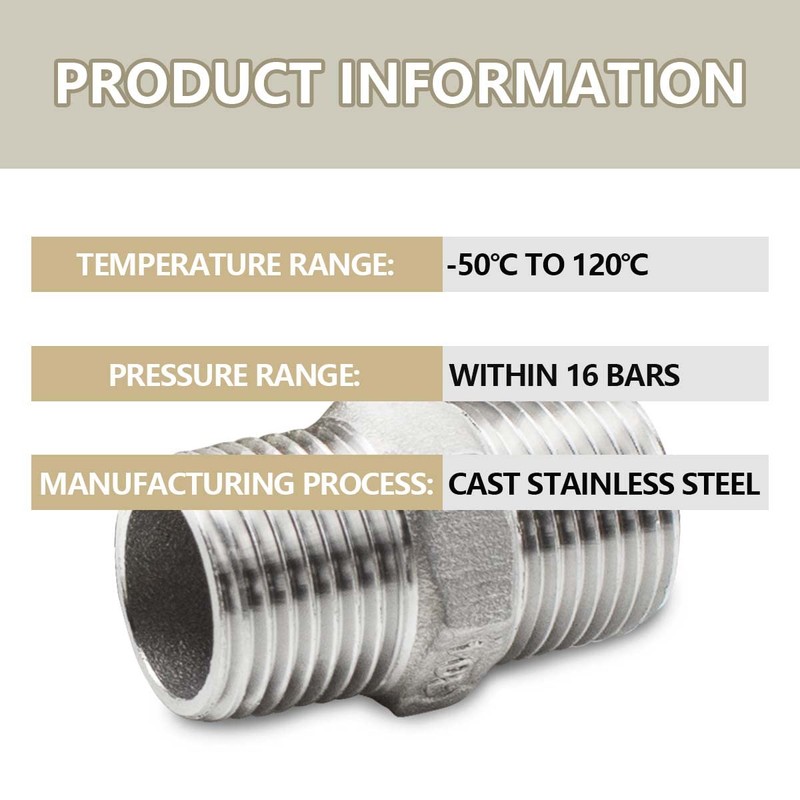 Bwintech 3 Pcs 1/2" Male to 1/2" Male BSP Thread
