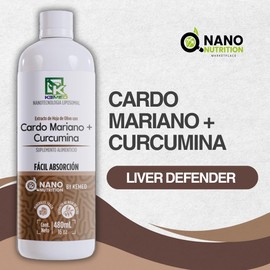 KEMED | Extracto de Hoja de Olivo con Cardo Mariano + Curcumina | Fórmula Liposomal de Alta Absorción | Suplemento Líquido 480ml | 32 Dosis | Nano Nutrition by Kemed
