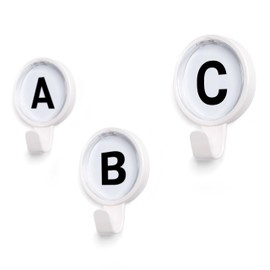 Ozio ABC - Wall-Mounted Clothes Hanger with Letter Hooks, Wall-Mounted Clothes Rack, Designer Clothes Hanger Hook, Colorful Clothes Hanger Hooks, Children's Clothes Hanger - White - Combo Pack of 3
