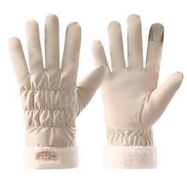 Lyukii Women's Waterproof Touchscreen Ski Gloves Winter Ski Snow Gloves Women's Snowboarding Gloves Windproof Snow Gloves (khaki, khaki)