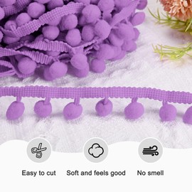 M METERXITY Pom Pom Ball Fringe Trim, 10 Yards 11mm Ball Fringe Trim Ribbon Sewing Accessory for Home Decoration/DIY Crafts/Curtain/Pillow [Medium Purple]