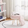 Mxfurhawa Faux Fur Storage Ottoman Round Furry Vanity Stool Marble