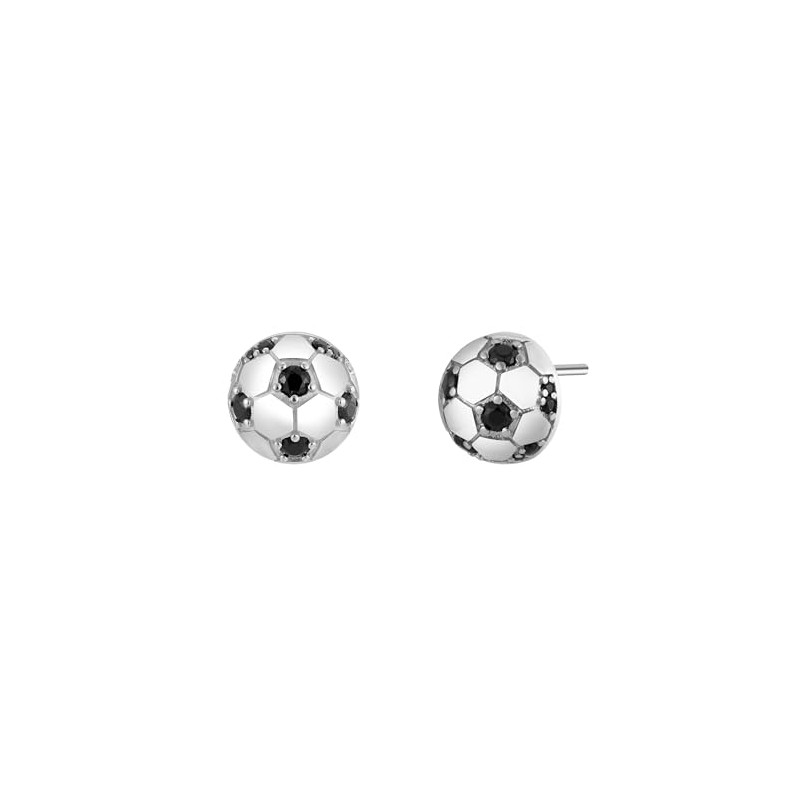 2D Crystal Soccer Ball Stud Earrings Sports Jewelry with 925