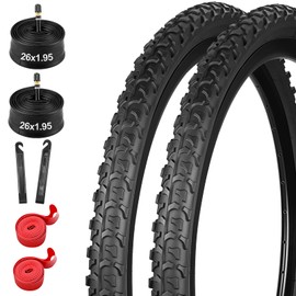 2 Pack 26 Inch Bike Tires 26 X 1.95 Inch Mountain Bike Tires or Set Folding Replacement with Inner Tubes Suitable for MTB Off-Road Bike (54-559mm)