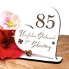 DEKOLANDO 85 Years Decorative Heart Stand 15 cm x 15
