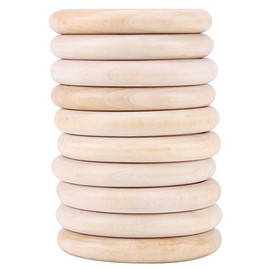 Anillos de dentición, 10 piezas Bebé infantil Madera natural Anillo de dentición Sin barnizar Anillo de madera Mordedor Juguete Pulsera de madera DIY 