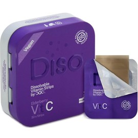 DISO - Vitamin C - Oral Dissolvable Supplement Strips, Elderberry Flavor, Boosts Immunity, Vegan, Zero Sugar, Maximum Absorption, Gluten Free, Individually Wrapped, 30 Ct