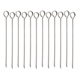 Soro Essentials- 8” Stainless Steel Oval Skewer Set of 12- Metal Skewers for Grilling Barbeque Skewers Reusable Grilling Skewer Meat Chicken Vegetable Cocktail Appetizers Kebab Kitchen Restaurant