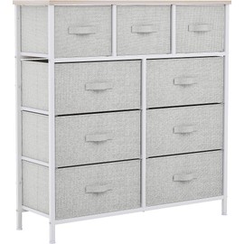 YITAHOME 9 Drawers Dresser for Bedroom, Fabric Storage Tower for Living Room, Entryway - Sturdy Steel Frame, Wooden Top & Easy Pull Fabric Bins