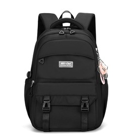 Black Backpack for Teen Girls Women Plain Kids School Bag for Elementary Middle School Bookbag