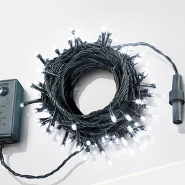 【ホワイト】イルミネーション LED ライト クリスマスライト 屋内 100球 点灯パターン記憶メモリー付 連結可