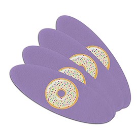Cute Donut Pastel Sprinkles Spring Yummy Double-Sided Oval Nail File Emery Board Set 4 Pack
