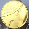 Foot Prints in The Sand Gold Tone Medallion Spiritual Chip